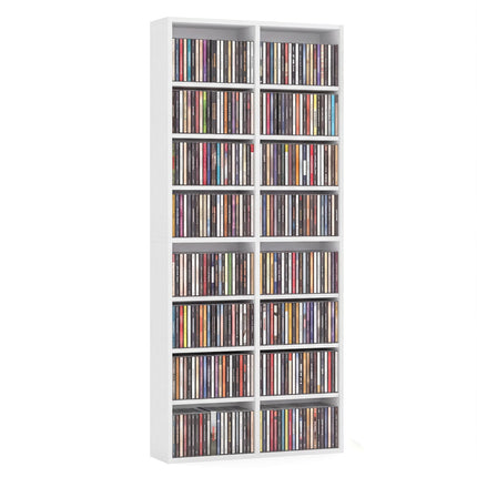 Dreamade DVD Shelf | 16-Shelf Wide CD Rack with 12 Adjustable Shelves (1/2)