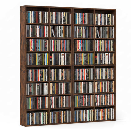 Dreamade DVD Shelf | 16-Shelf Wide CD Rack with 12 Adjustable Shelves (1/2)