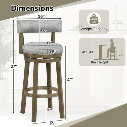 Dreamade 31.5" Bar Height Stools with Linen Fabric Upholstered Seat & Back Set of 2/4
