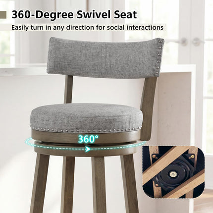 Dreamade 31.5" Bar Height Stools with Linen Fabric Upholstered Seat & Back Set of 2/4