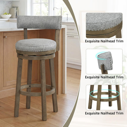 Dreamade 31.5" Bar Height Stools with Linen Fabric Upholstered Seat & Back Set of 2/4