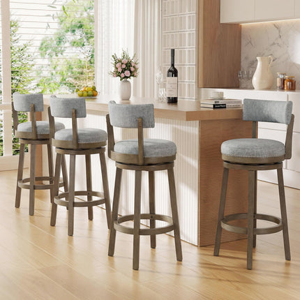 Dreamade 31.5" Bar Height Stools with Linen Fabric Upholstered Seat & Back Set of 2/4
