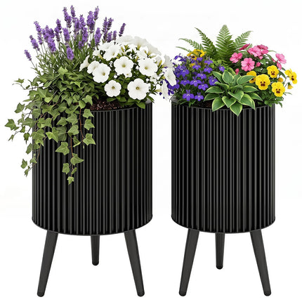 Dreamade Set of 2 Flower Pots with Stand with Drainage Holes