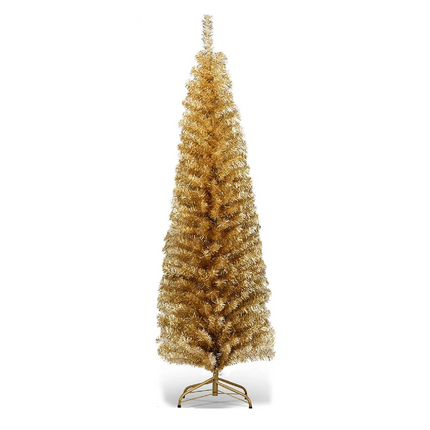 6ft Blue Pencil Christmas Tree, Artificial Slim Tree