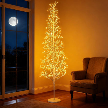 Dreamade LED Birch Tree, 5/6/7 FT Pre-lit Twig Tree with Warm White Light LED Lights, Weighted Base