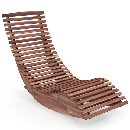 DREAMADE Outdoor Rocking Chair, Wooden Garden Lounger with Acacia Wood Frame