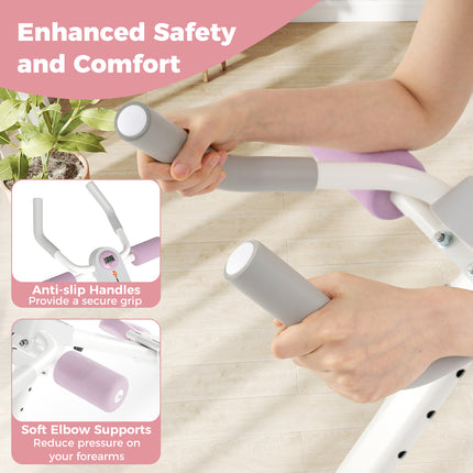 Ab Workout Equipment,Foldable Strength Trainer with Elbow Support, Knee Protection & LCD Monitor
