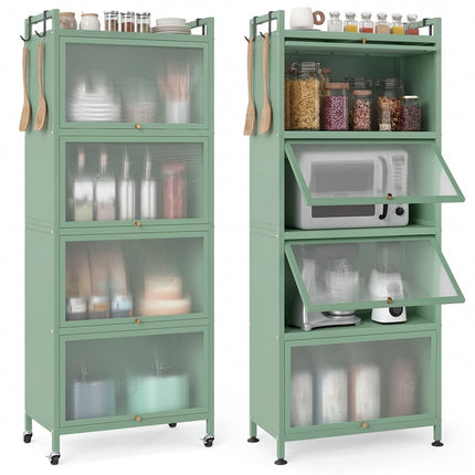 DREAMADE 5-Tier Kitchen Storage Cabinet, Freestanding Bakers Rack, Black