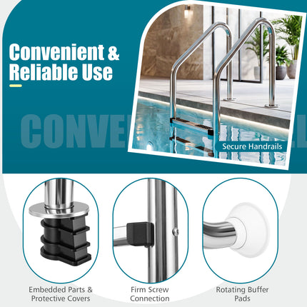 DREAMADE Inground Pool Ladder, 4-Step Swimming Pool Entry Ladder