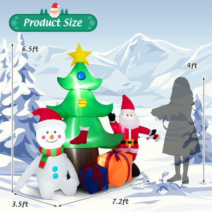 DREAMADE 6.5FT Inflatable Christmas Decoration, Self Inflating Christmas Tree w/Santa Claus