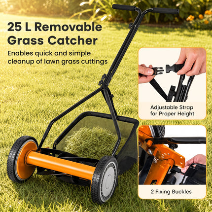 DREAMADE Manual Reel Mower, 14" Push Reel Lawn Mower, Green