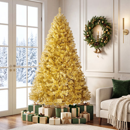 DREAMADE 6 FT Gold Tinsel Christmas Tree, Metallic Artificial Decoration