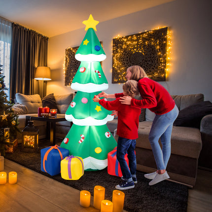 DREAMADE 6 FT Inflatable Christmas Tree, Blow Up Christmas Decoration, Self Inflating X-mas Tree w/ 3 Gift Boxes