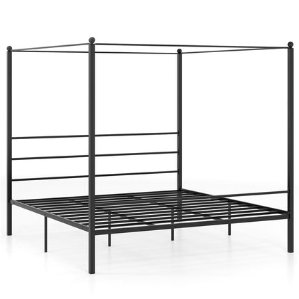 DREAMADE Full Size Canopy Bed Frame, Metal Four Poster Bed, Black