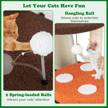 DREAMADE Mushroom Cat Tree, 57.5" Multi-Level Cat Tower