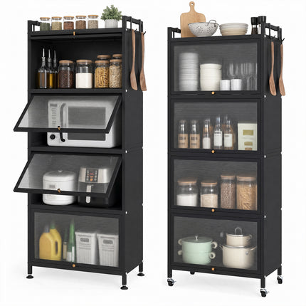 DREAMADE 5-Tier Kitchen Storage Cabinet, Freestanding Bakers Rack, Black
