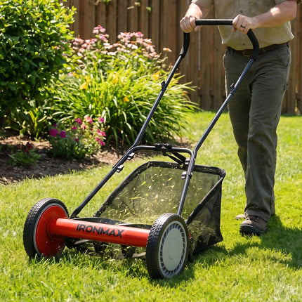 DREAMADE Manual Reel Mower, 16" Push Reel Lawn Mower, Green