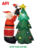 DREAMADE 6FT Inflatable Christmas Decoration, Blow Up Christmas Tree & Santa Claus with Penguin