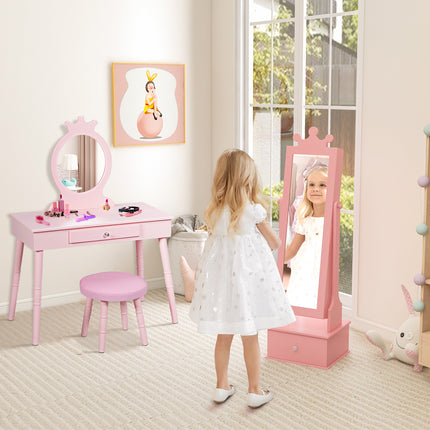 DREAMADE Free Standing Jewelry Armoire Cabinet, 40”/44.5" Jewelry Organizer w/Full Length Mirror