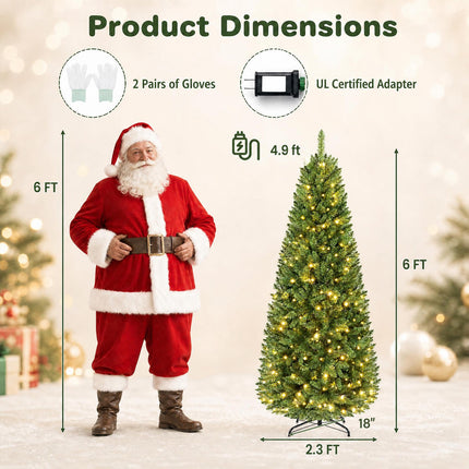 DREAMADE 7 ft Pre-lit Pencil Christmas Tree, Skinny Artificial Fir