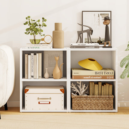 DREAMADE 2 Cube Storage Organizer, Open Storage Display Cabinet with Modular Cubby Design & Adjustable Shelf