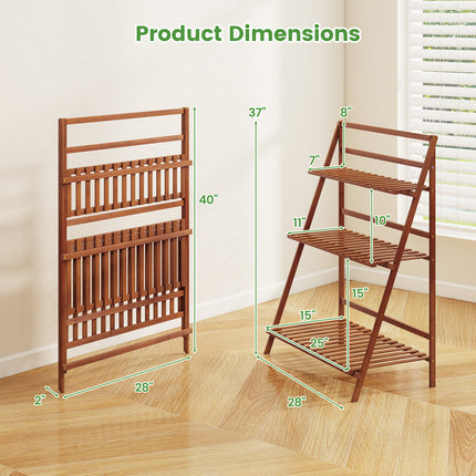 DREAMADE 3-Tier Bamboo Plant Stand, Ladder Plant Shelf