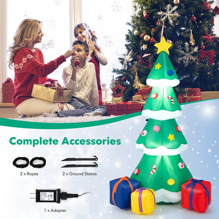 DREAMADE 6 FT Inflatable Christmas Tree, Blow Up Christmas Decoration, Self Inflating X-mas Tree w/ 3 Gift Boxes
