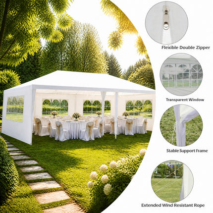 DREAMADE 10' x 20' Canopy Tent, Outdoor Gazebo with 6 Sidewalls, White