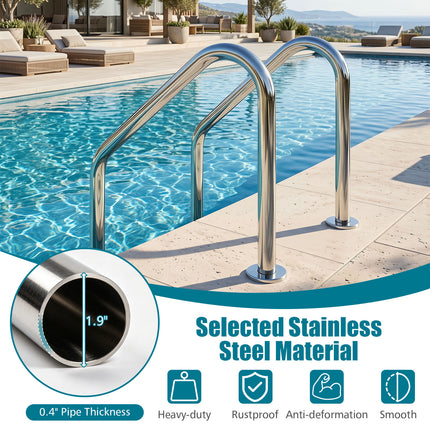 DREAMADE Inground Pool Ladder, 4-Step Swimming Pool Entry Ladder