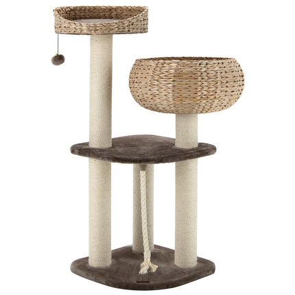 DREAMADE 41 Inches Wicker Cat Tree, Modern Cat Tower with Handwoven Cat Condo & Perch