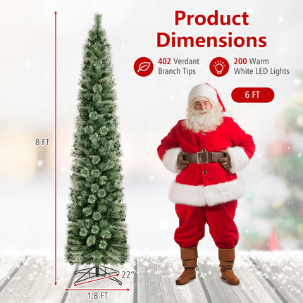 DREAMADE 7 FT Pre-Lit Pencil Christmas Tree, Artificial Xmas Tree