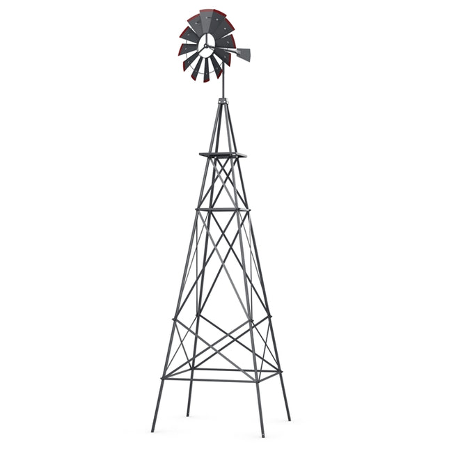 DREAMADE 8ft Steel Windmill, Farmhouse Windmill Decoration with Directional Vane