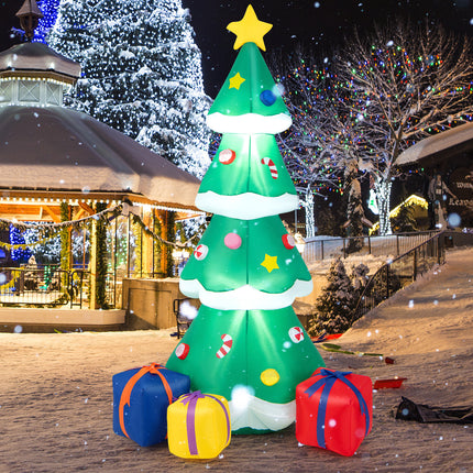 DREAMADE 6 FT Inflatable Christmas Tree, Blow Up Christmas Decoration, Self Inflating X-mas Tree w/ 3 Gift Boxes