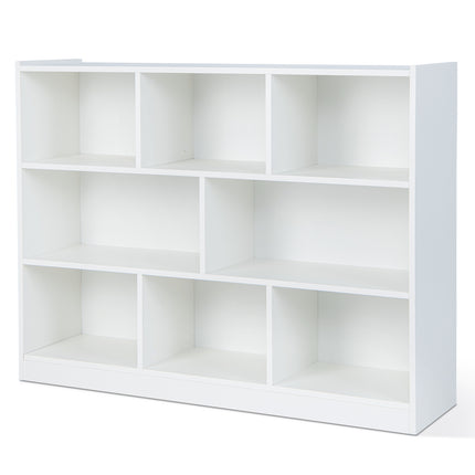 DREAMADE 8-Cube Storage Organizer, 3-Tier Wooden Cube Shelf, Blue