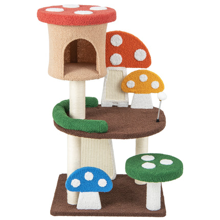 DREAMADE Mushroom Cat Tree, 40.5" Multi-Level Cat Tower
