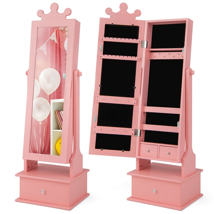 DREAMADE Free Standing Jewelry Armoire Cabinet, 40”/44.5" Jewelry Organizer w/Full Length Mirror