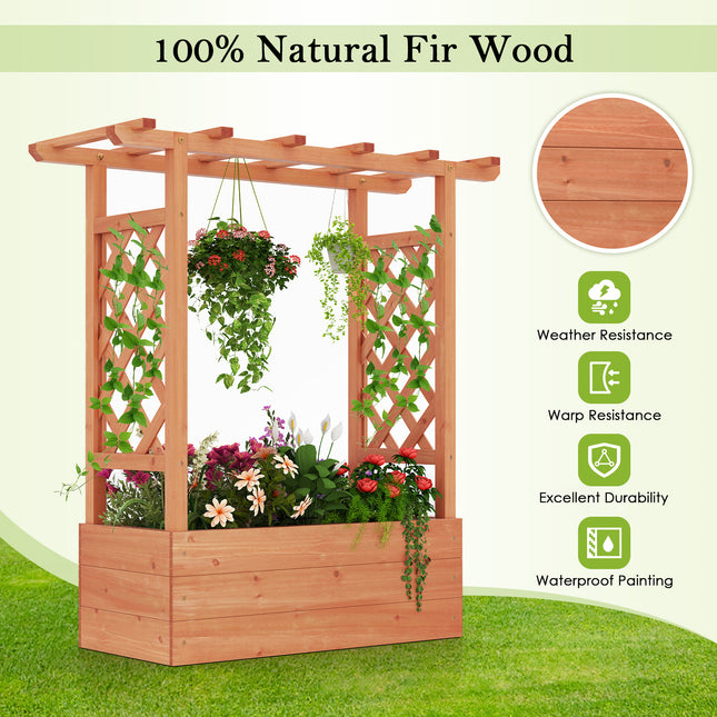 DREAMADE Raised Garden Bed with Trellis, Vertical Garden Planter w/Drainage Holes for Climbing Vines Roses Tomatoes
