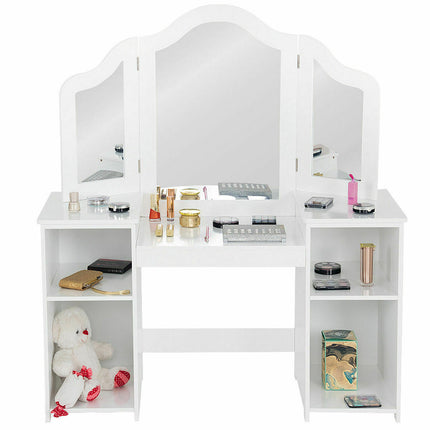 DREAMADE 2-in-1 Kids Make Up Vanity Desk, Pretend Play Kids Vanity w/Detachable Top