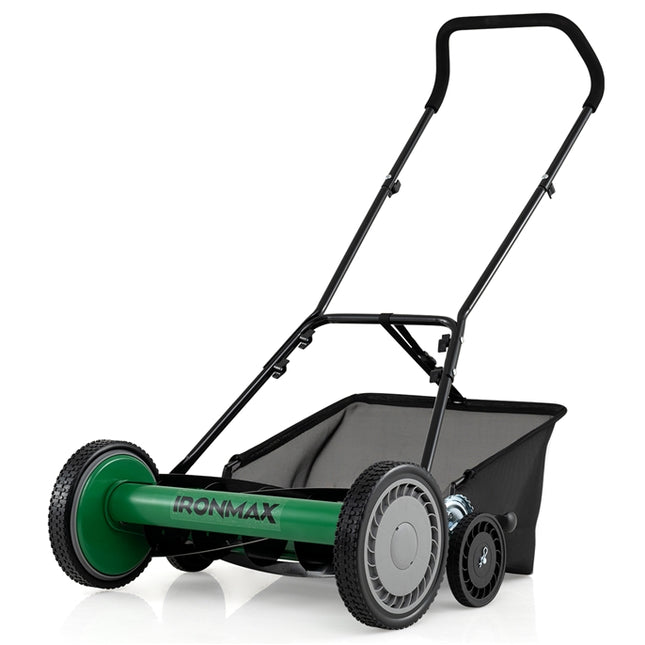 DREAMADE Manual Reel Mower, 18" Push Reel Lawn Mower, Green