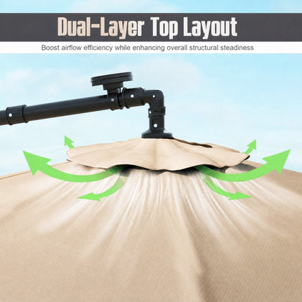 DREAMADE Patio Umbrella with Base Included, 10ft Offset Cantilever Canopy w/Stand