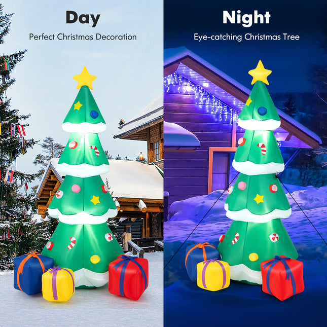DREAMADE 6 FT Inflatable Christmas Tree, Blow Up Christmas Decoration, Self Inflating X-mas Tree w/ 3 Gift Boxes