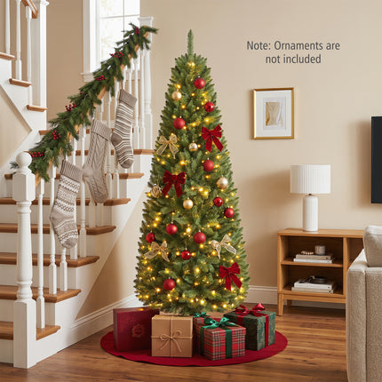 DREAMADE 7 ft Pre-lit Pencil Christmas Tree, Skinny Artificial Fir