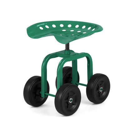 Dreamade Garden Cart, Rolling Workseat with 4 Wheels, Garden Stool 360-degree Swivel Work Seat & Adjustable Heigh