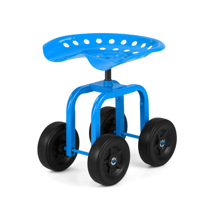 Dreamade Garden Cart, Rolling Workseat with 4 Wheels, Garden Stool 360-degree Swivel Work Seat & Adjustable Heigh