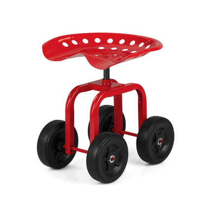 Dreamade Garden Cart, Rolling Workseat with 4 Wheels, Garden Stool 360-degree Swivel Work Seat & Adjustable Heigh