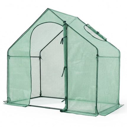 Dreamade 6x3x5.5 FT Mini Walk-in Greenhouse, with Roll-up Zippered Door & Window, Overlong PE Cover