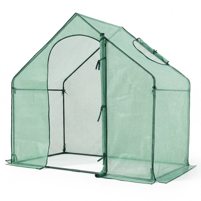 Dreamade 6x3x5.5 FT Mini Walk-in Greenhouse, with Roll-up Zippered Door & Window, Overlong PE Cover
