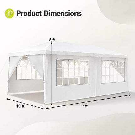 DREAMADE 10' x 20' Canopy Tent, Outdoor Gazebo with 6 Sidewalls, White