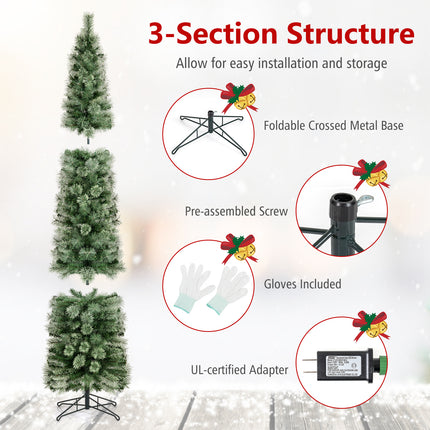 DREAMADE 7 FT Pre-Lit Pencil Christmas Tree, Artificial Xmas Tree