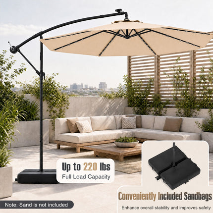 DREAMADE Patio Umbrella with Base Included, 10ft Offset Cantilever Canopy w/Stand